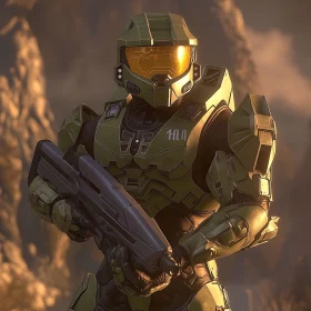 Armored Soldier with Weapon