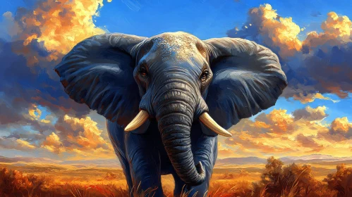 Elephant in the Warm Glow of Sunset