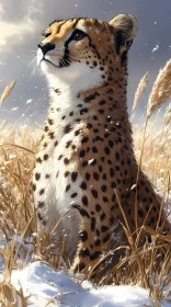Cheetah in Winter Landscape
