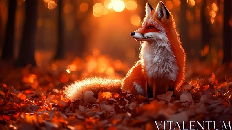 Fox in Glowing Autumn Forest AI Image