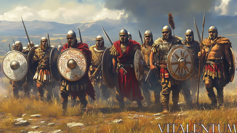 Ancient Roman Army Preparing for War AI Image