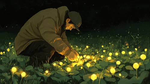 Glowing Field at Night