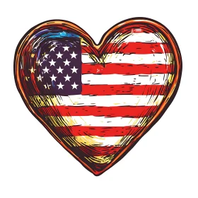 Heart-Shaped USA Flag Sketch