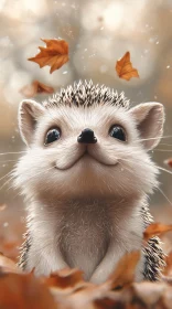 Curious Hedgehog Amidst Fall Foliage
