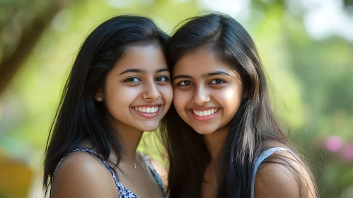 Two Young Women Smiling Together