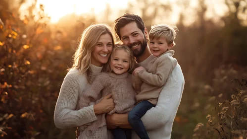 Family Portrait in Golden Sunlight