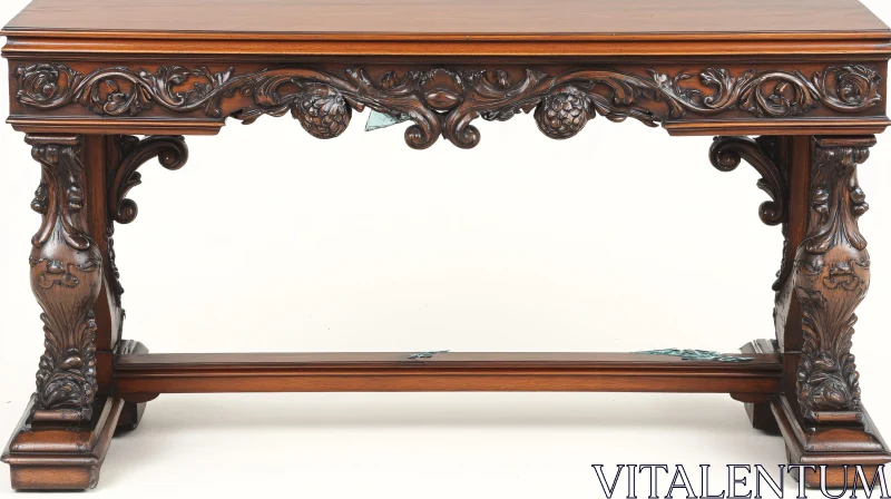 AI ART Antique Table with Intricate Woodwork