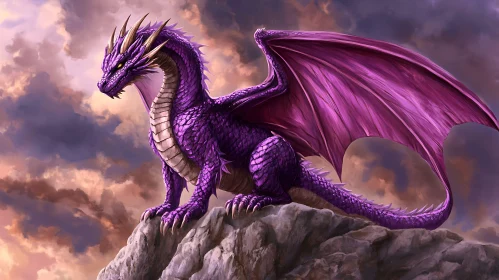 Fantasy Dragon Perched on Cliffside