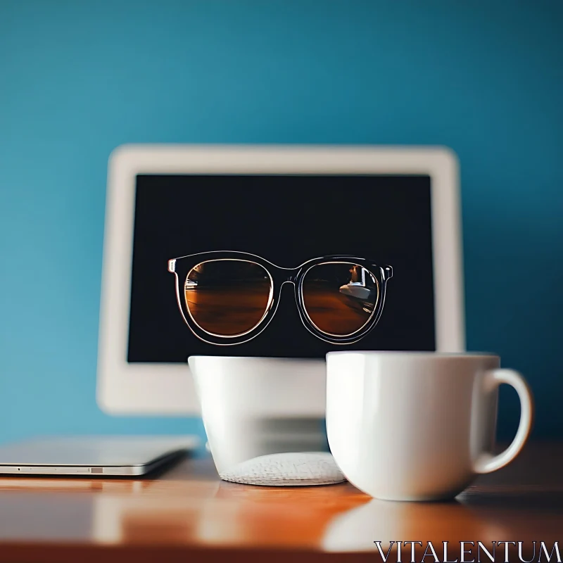 Desk Still Life with Glasses and Coffee AI Image