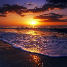 Seascape at Sunset with Warm Colors