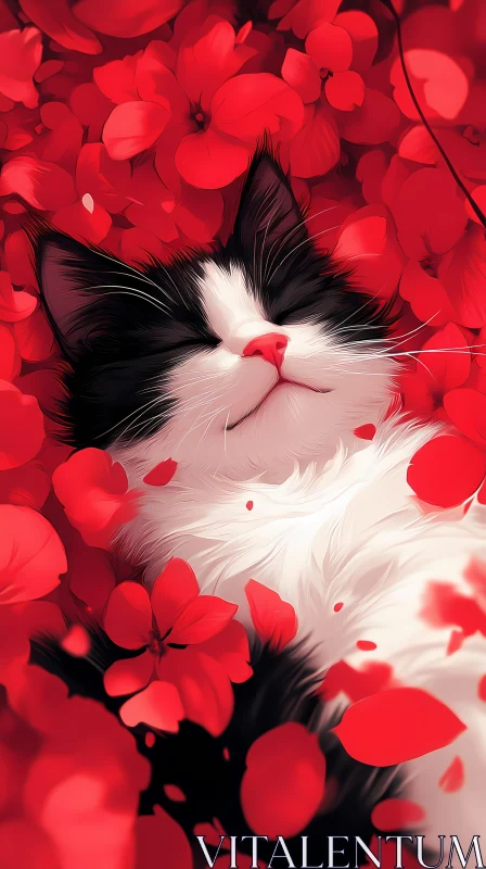 Serene Feline in Floral Bliss AI Image