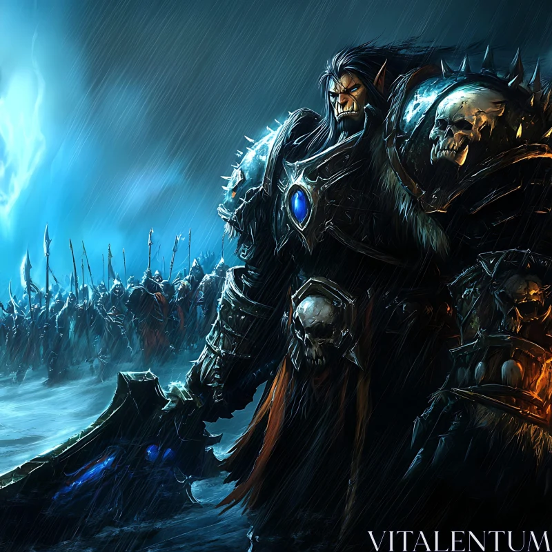 AI ART Orcish Warrior in Stormy Weather