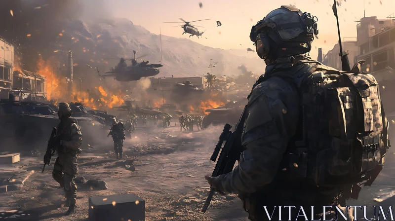 Soldier in War Zone AI Image