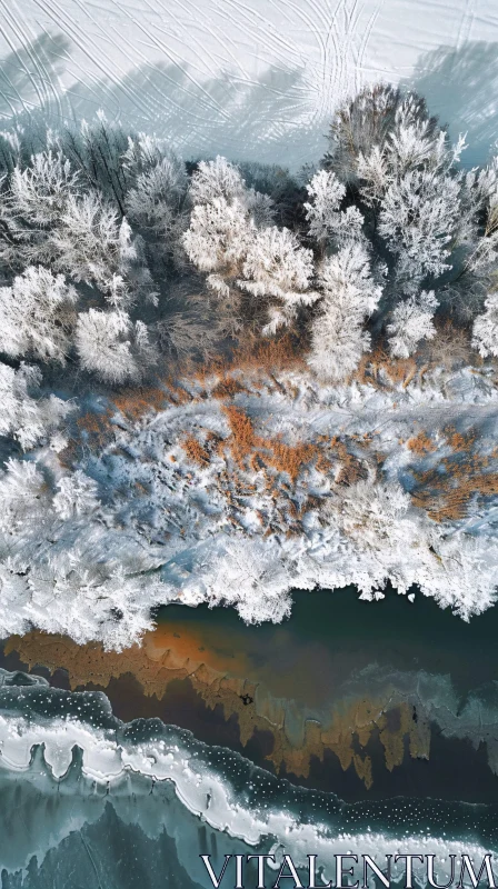 AI ART Winter Aerial Landscape