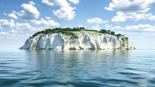 Peaceful Coastal Island with Verdant Trees