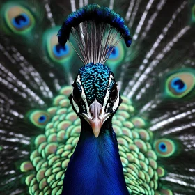 Peacock's Iridescent Plumage Close-Up