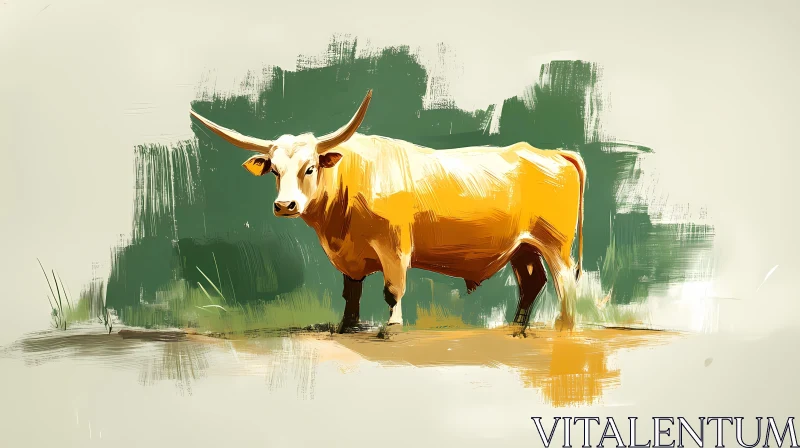 AI ART Artistic Longhorn Bull Painting