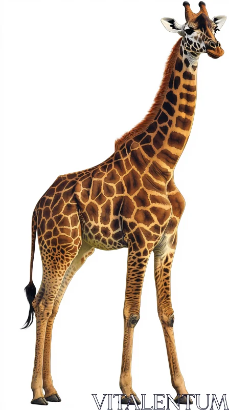 Towering Giraffe Portrait on White AI Image