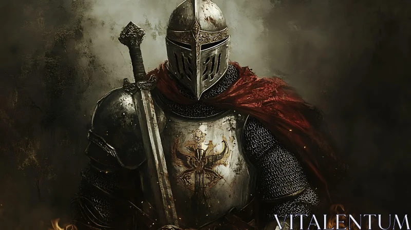 AI ART Medieval Warrior in Full Plate Armor