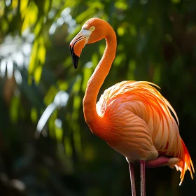 Pink Flamingo Amidst Greenery