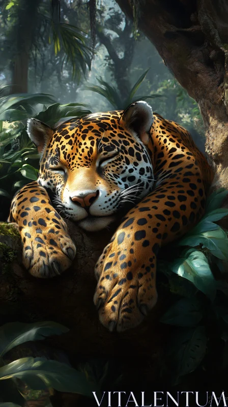 AI ART Jungle Resting Leopard