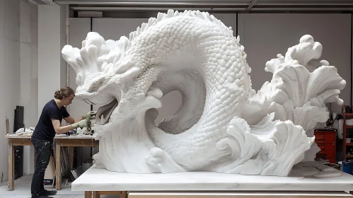 Marble Dragon Sculpture: An Artist's Touch