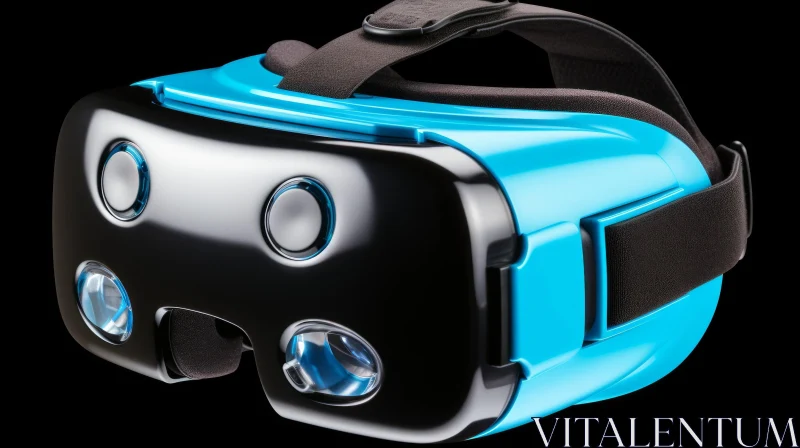 Blue and Black Virtual Reality Headset with Sleek Metallic Finish AI Image
