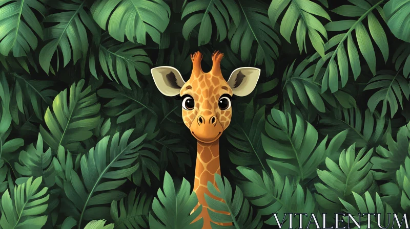 Giraffe in the Jungle AI Image