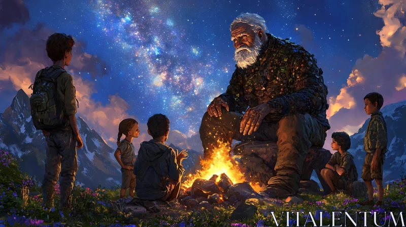 AI ART Enchanting Night with a Giant and Children