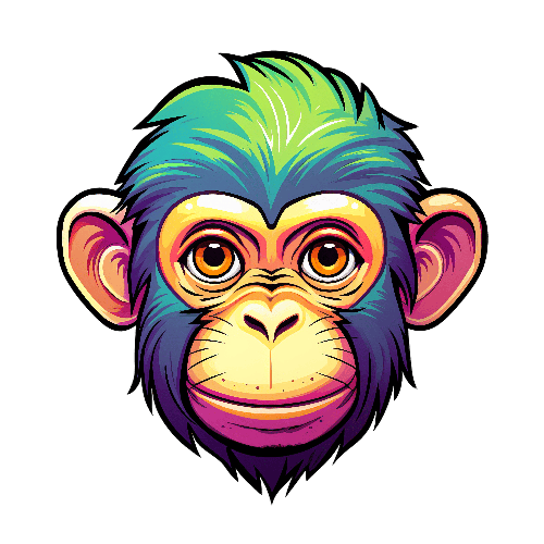 Cartoon Monkey with Green Mohawk on Transparent Background POD Design