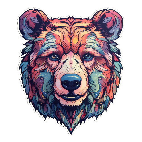 POD Design Colorful Bear Illustration with Multicolored Fur