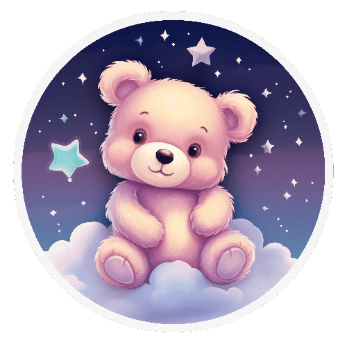 Cute Pink Teddy Bear Cartoon on Cloud - Kids' Apparel Design POD Design