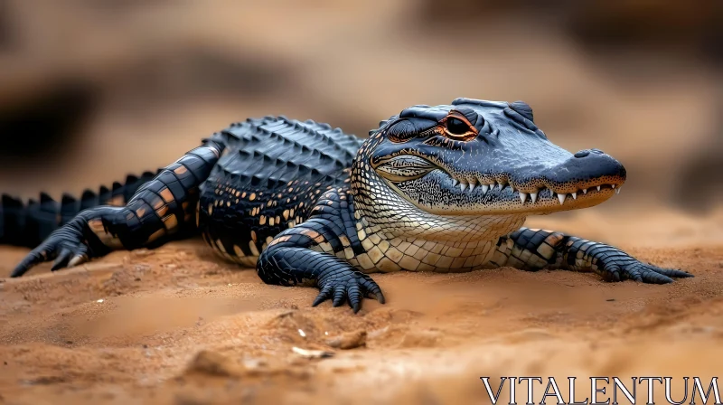 Alligator on Sandy Terrain AI Image