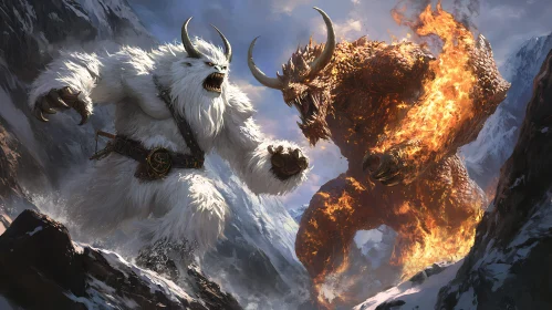 Elemental Titans Battle in the Mountains