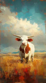 Cow in a Lush Field Artwork