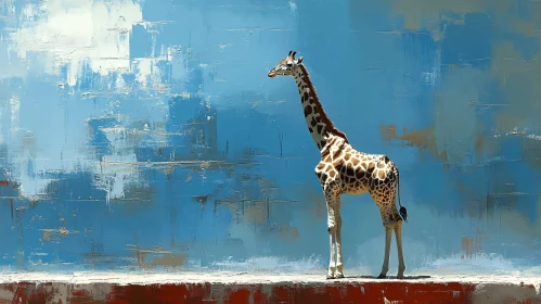 Graceful Giraffe in Abstract Landscape
