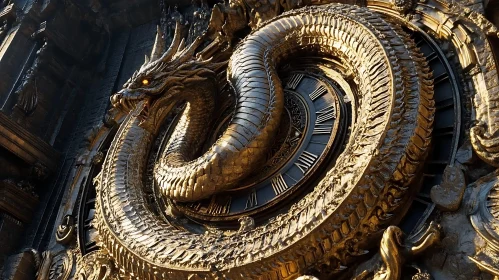 Gilded Dragon Timepiece Sculpture