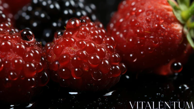 Exquisite Still Life of Raspberries and Blackberries AI Image