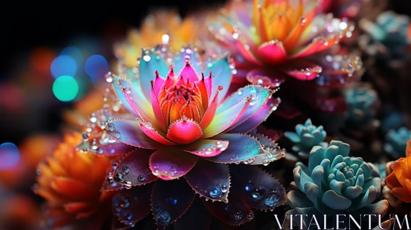 Fantasy Floral Arrangement with Sharp Edges and Translucent Colors AI Image