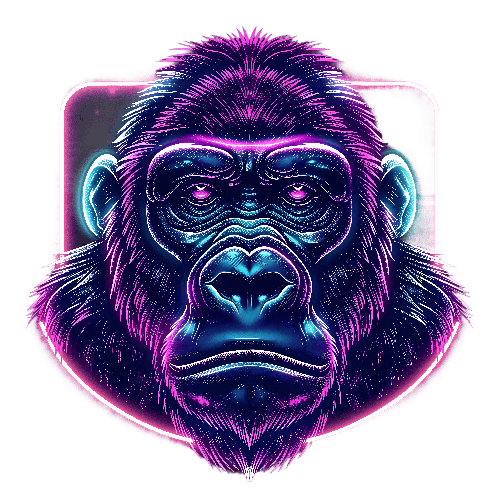 Gorilla T-Shirt Design with Neon Highlights POD Design