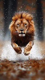 Lion Charging Forward