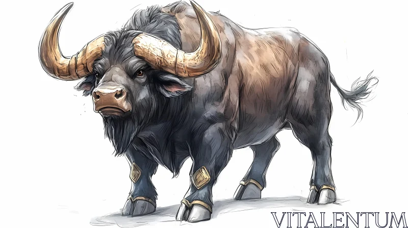 Strong Bull Depiction in Digital Art AI Image