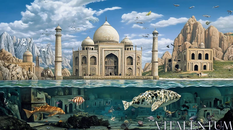 AI ART Underwater Taj Mahal Dreamscape