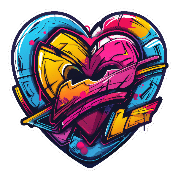 Colorful Graffiti Heart Tee POD Design