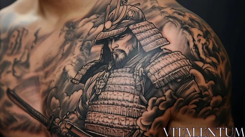 AI ART Armored Samurai Tattoo on Chest