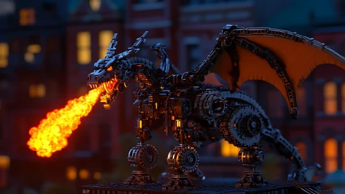 Mechanical Dragon with Fire