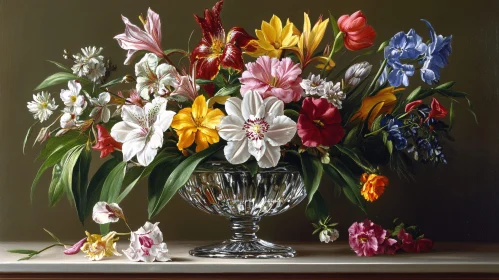 Elegant Floral Arrangement in Glass Vase