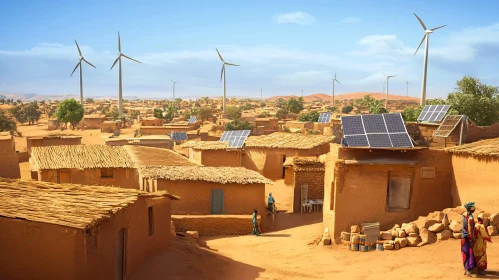 Eco-Friendly Village with Renewable Energy Sources