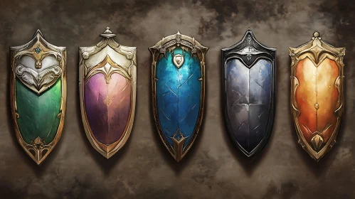 Five Fantasy Shields: A Colorful Array