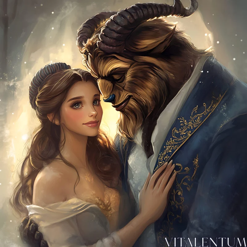 Belle and Beast: Enchanted Love Story AI Image